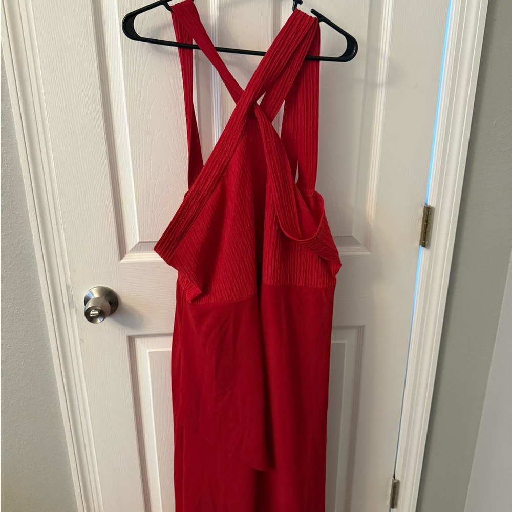 SHEIN Red One Shoulder Dress